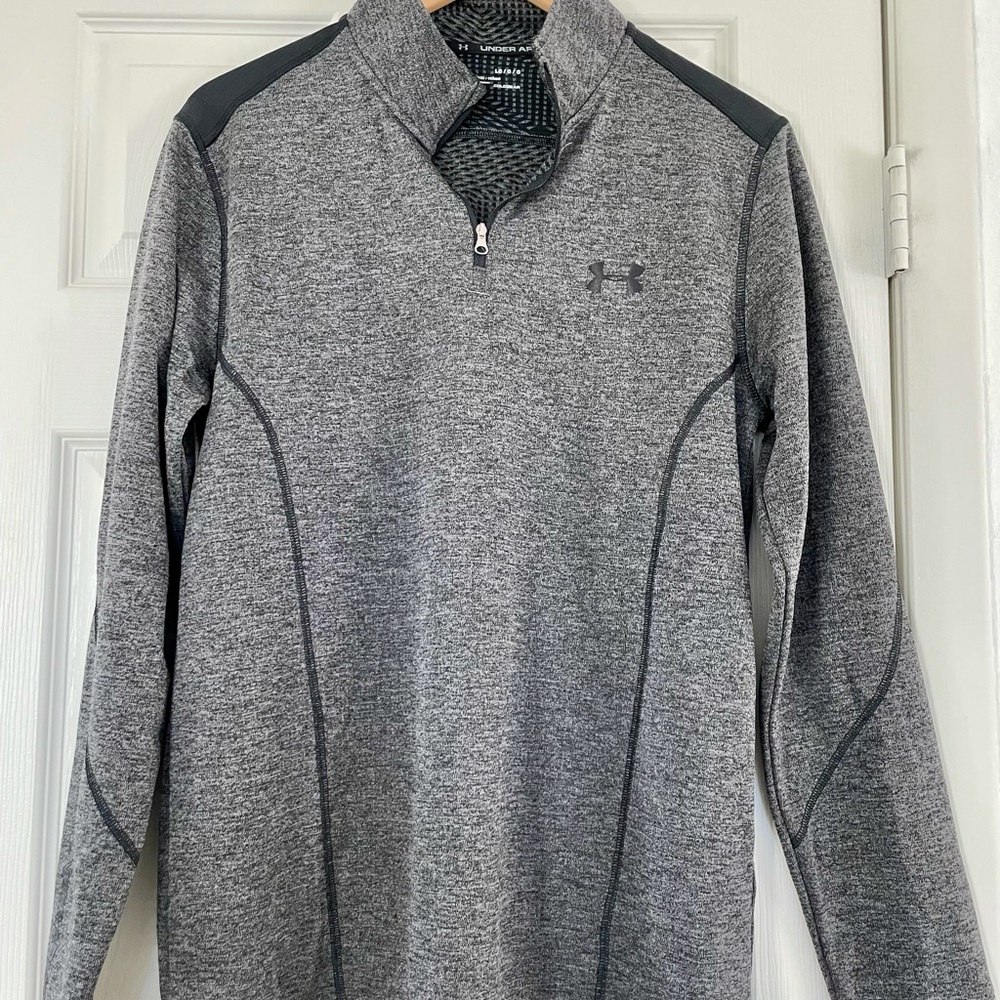 Men Under Armour pullover sweatshirt, half zip, grey/black